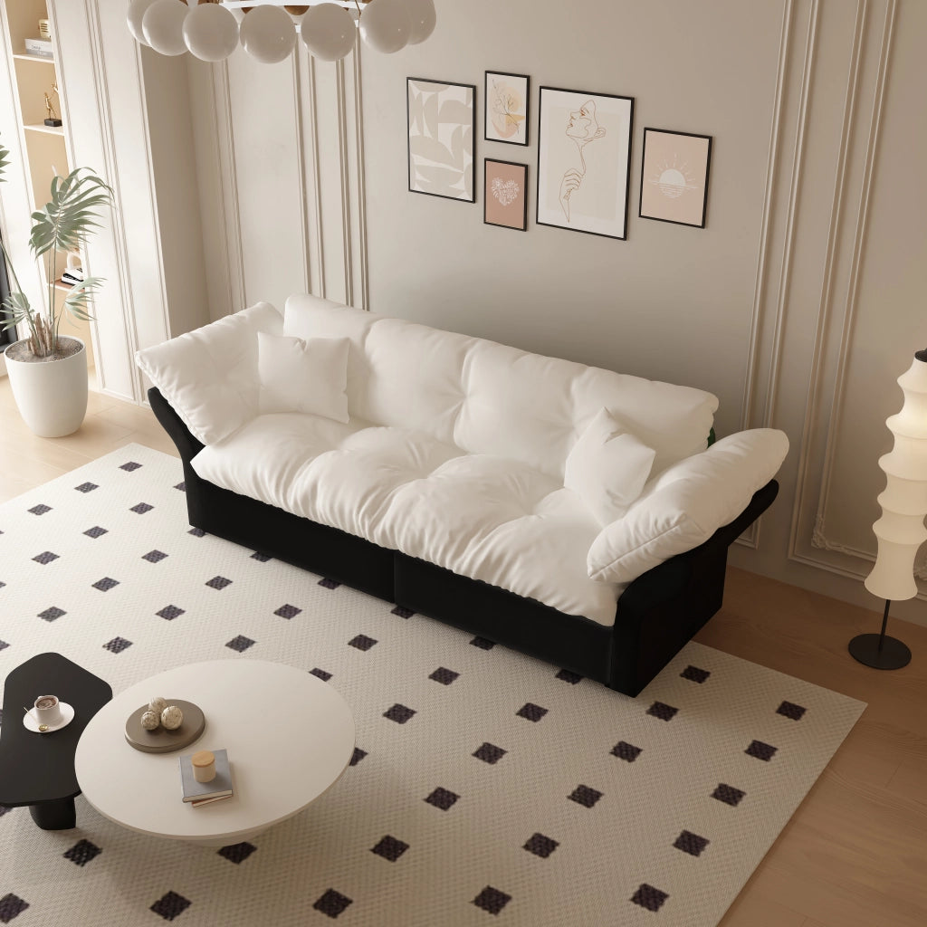 Divano letto convertibile 3 in 1 - con letto estraibile e 2 cuscini - in velluto beige