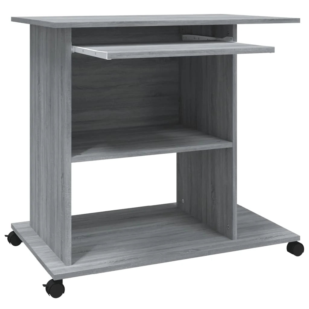 Scrivania tavolo postazione di lavoro mobile per computer studio per computer Sonoma 80 x 50 x 75 cm legno ingegnerizzato grigio 02_0023764