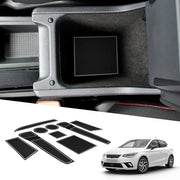 Accessori per console centrale compatibili con SEAT Ibiza e Arona SUV, 2017-2024, set di 9 mattonelle antiscivolo per console, sedile guida, porta e bagagliaio.
