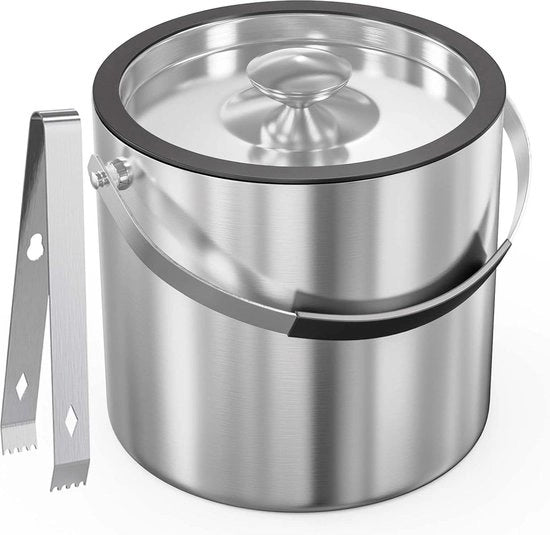 Ijsemmer a doppia parete isolato 3 Litri con coperchio ermetico e attrezzi per gelo - Ijsemmer per birra champagne - Ijsemmer per vino