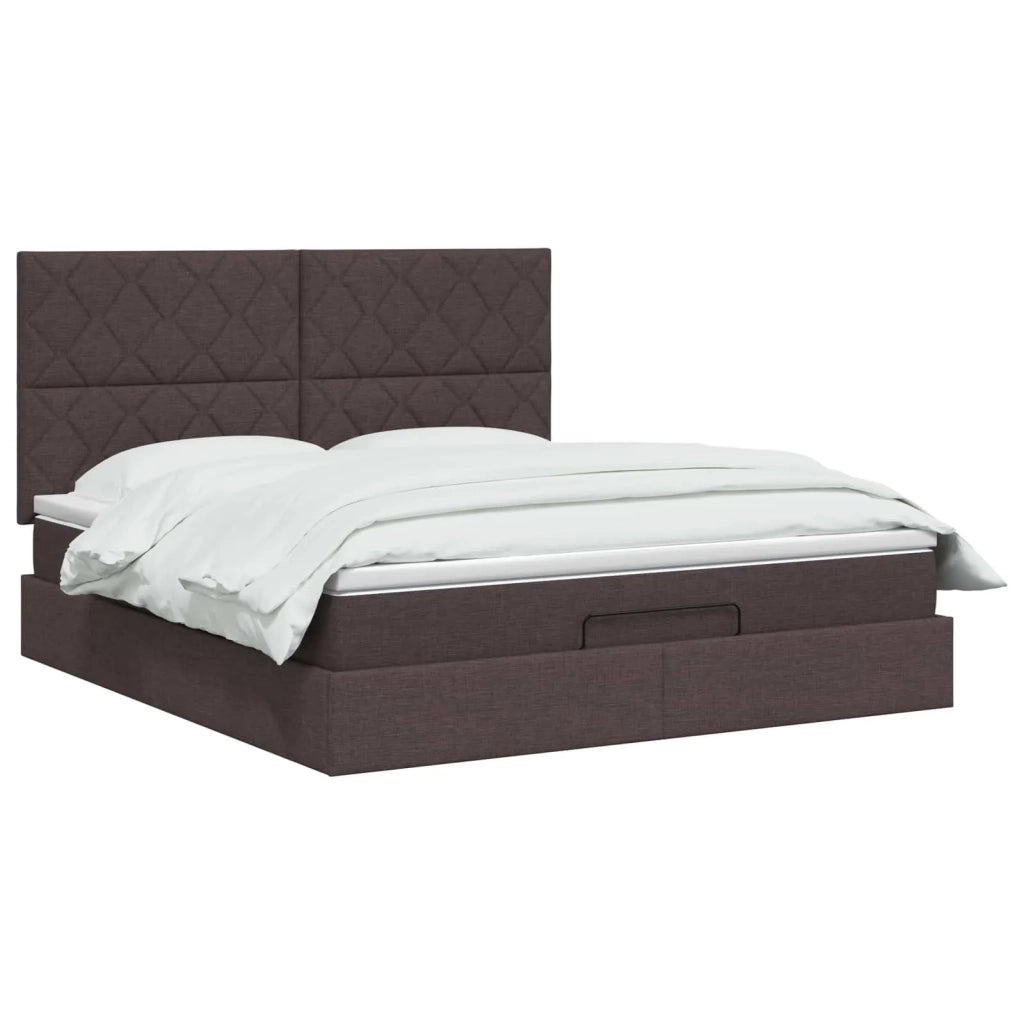 Letto Ottomano con Materasso e LED Marrone Scuro 140 x 200 cm 3458162
