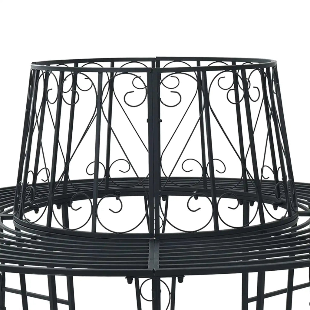 Panchina per Alberi Ø 160 x 89 cm Acciaio Nero Rotondo 42029499