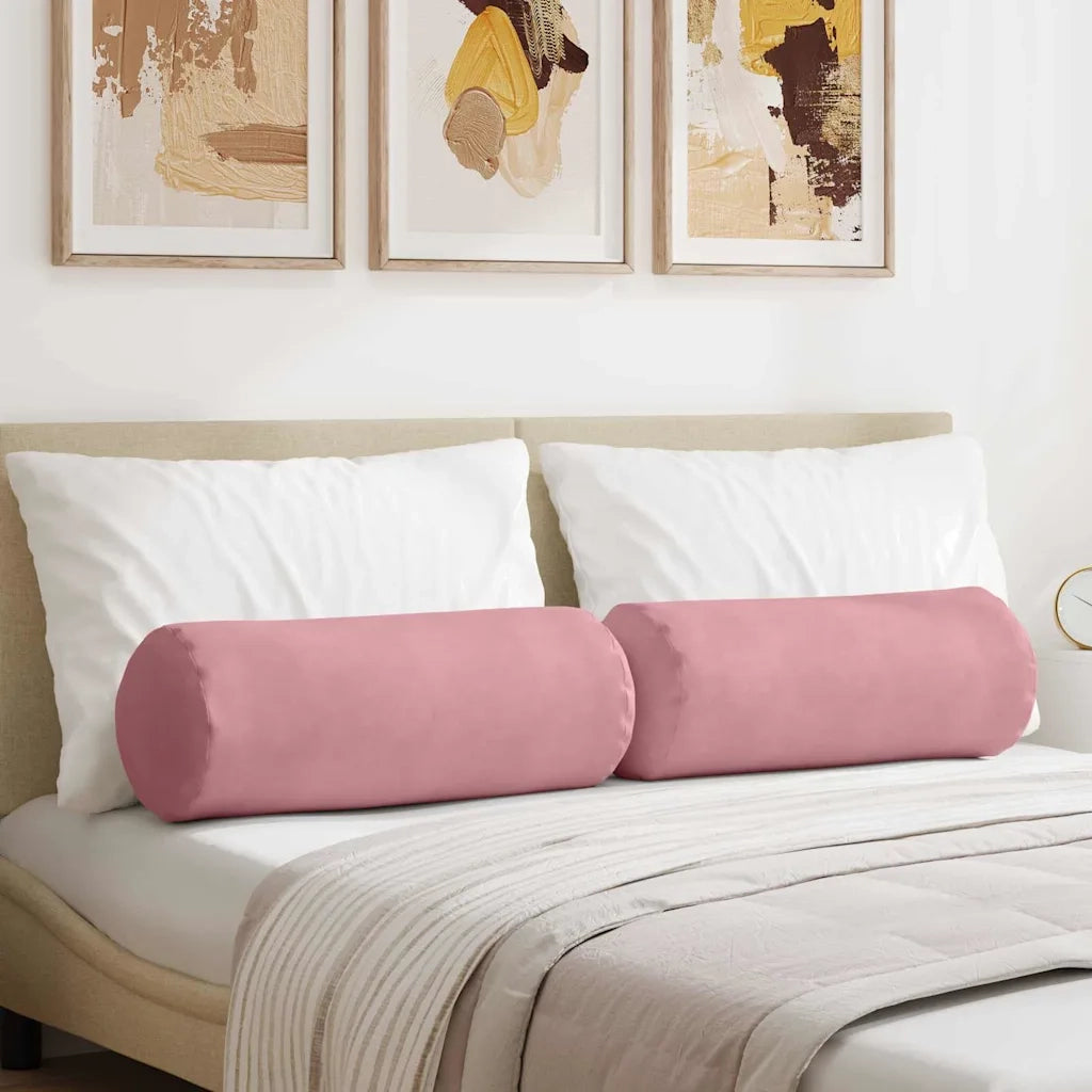 Cuscini a rullo 2 pcs Rosa Ø 25 x 70 cm Tessuto in Cords