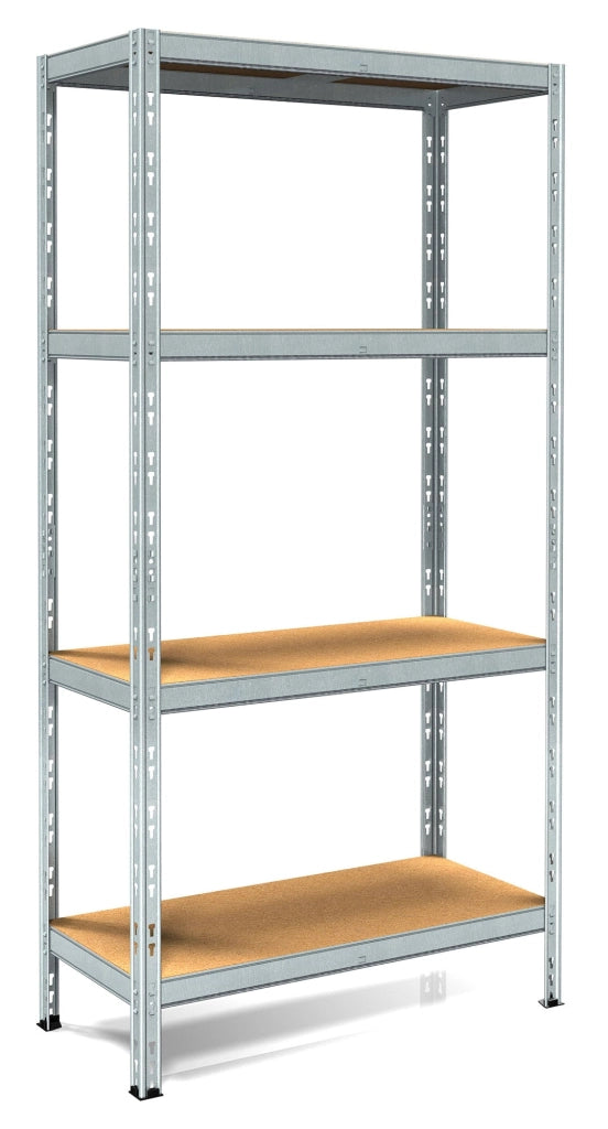 Scaffale in Metallo ad Incastro 4 Ripiani in Legno 80x30x180 cm Pokerino Zincato