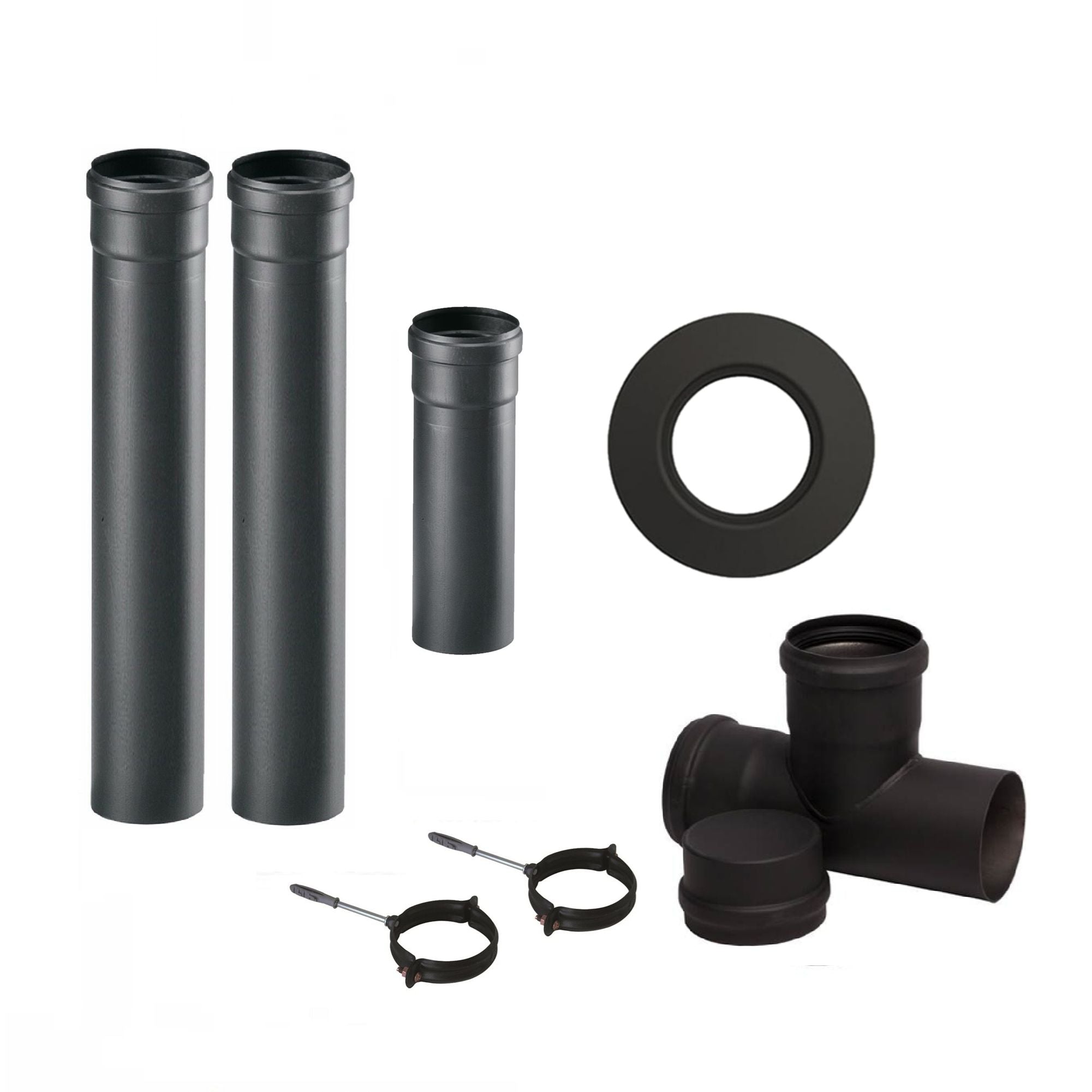 kit tubi stufa a pellet tubi acciaio nero montaggio 80mm curva guarnizione tee