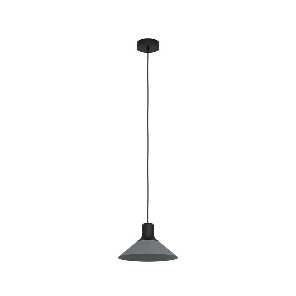 Lampadario Industrial Abreosa 1 Luce Metallo Nero E Grigio