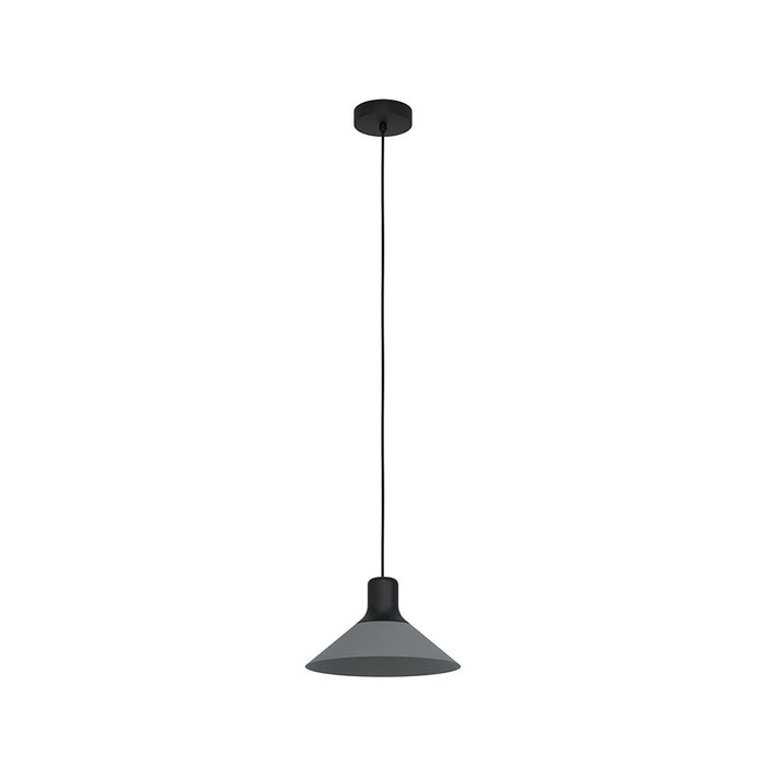 Lampadario Industrial Abreosa 1 Luce Metallo Nero E Grigio