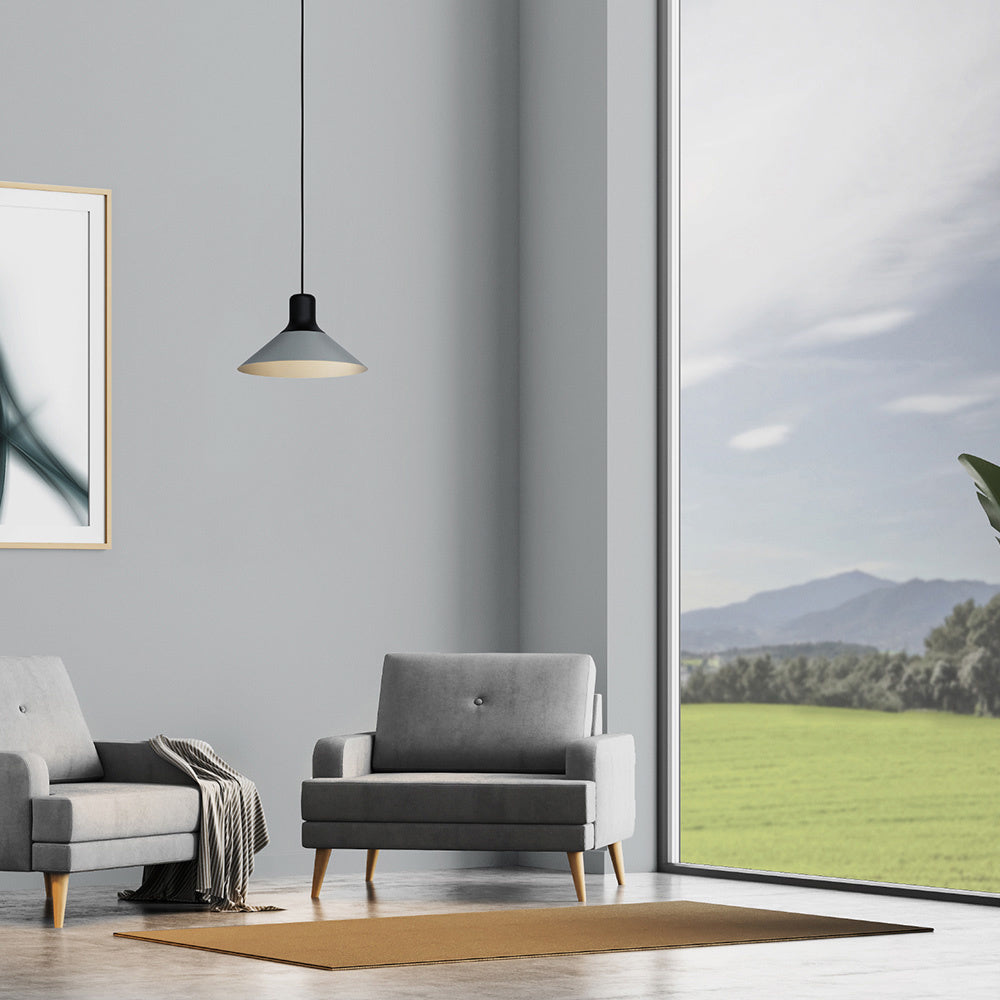 Lampadario Industrial Abreosa 1 Luce Metallo Nero E Grigio