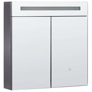 Specchiera da bagno in vetro nero e legno ingegnerizzato con LED 60 x 60 cm Design moderno