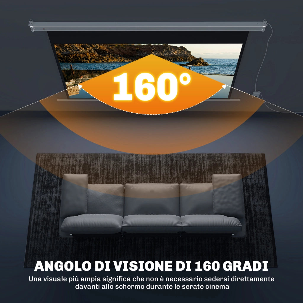 Telo per Proiettore 84 Pollici con Telecomando, in PVC e Metallo, 212x8x150 cm, Bianco