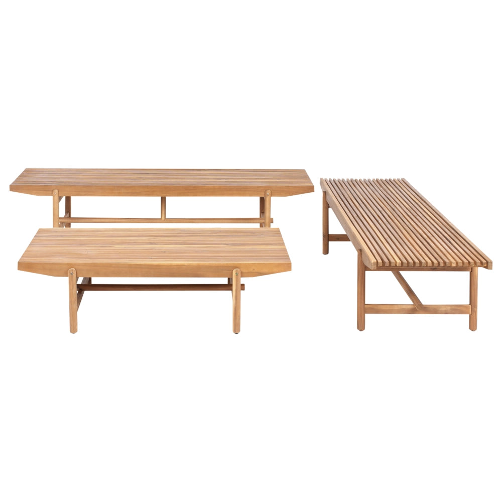 Set di divani da giardino Cuscini bianco sporco Legno di acacia Rustico per esterni 4 posti con tavolino