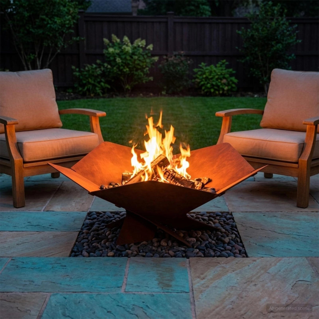 Focolare Ruggine 53 x 53 x 18,5 cm Acciaio Corten 8012605