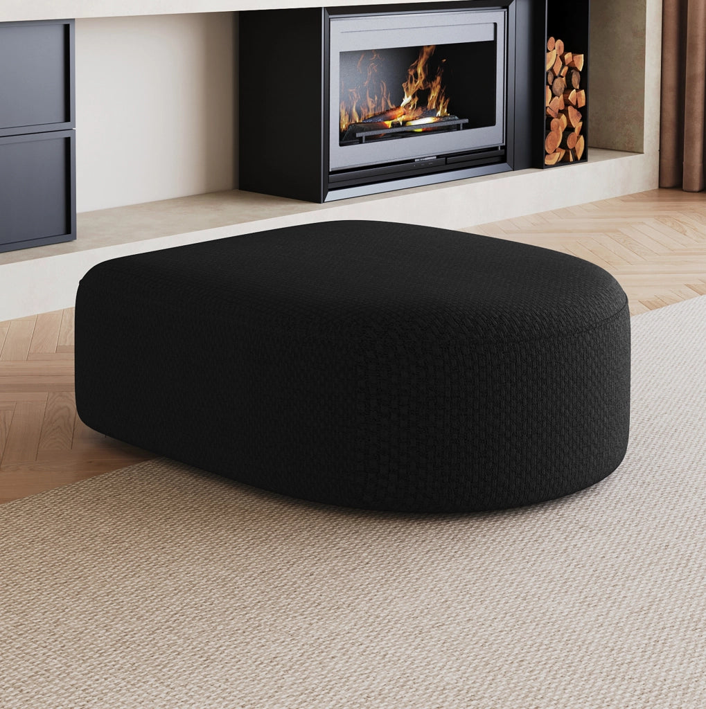 Divano in tessuto nero, senza montaggio, design moderno