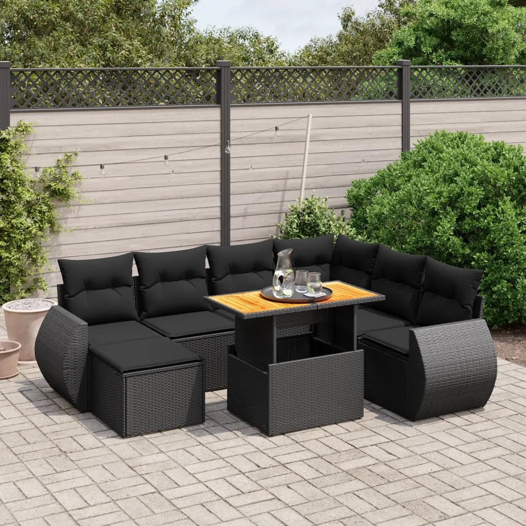 Set Divani da Giardino con Cuscini 8 pz Nero in Polyrattancod mxl 88879
