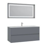 Set mobile lavabo con specchio (2 pezzi) "Nest 121 v2" - 121 x 51 x 55 cm - Grigio opaco