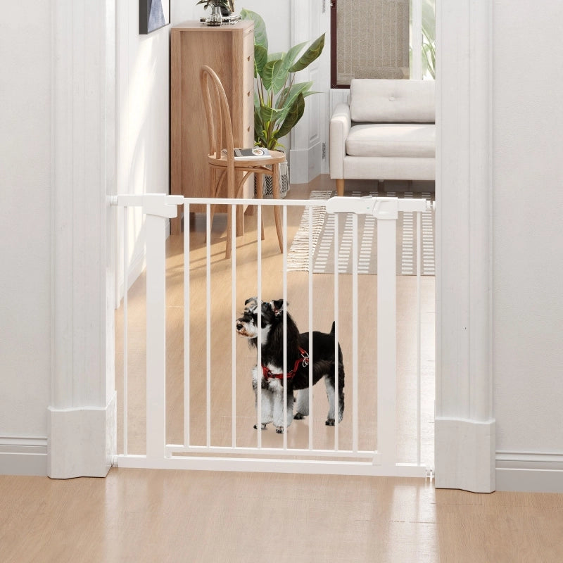 Barriera estensibile a forbice con chiusura automatica larghezza regolabile 75-96 cm in acciaio bianco