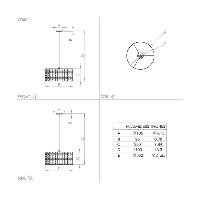 Lampadario Moderno Marasales 1 Luce Acciaio Nero