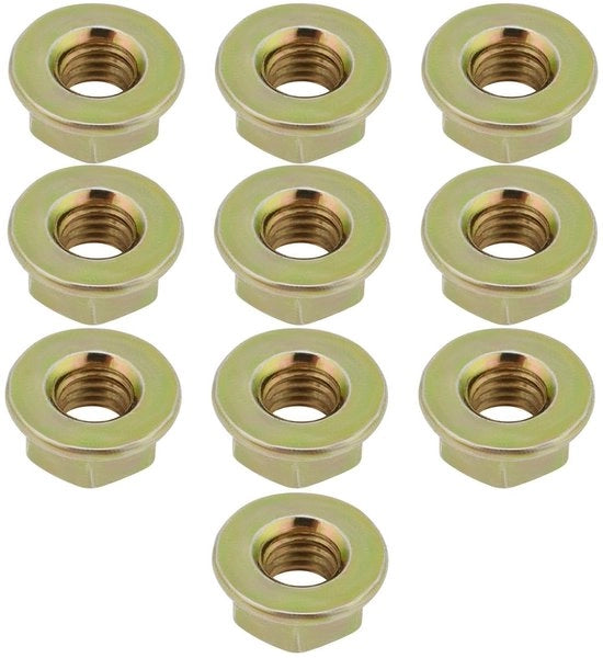 M8 x 1.25 Metrische 8 Grade H.T Geel Zink Plated Flens Noten DIN6923 Niet-gekartelde Flens Hex Flens Locknuts per 100 pezzi con spedizione gratuita