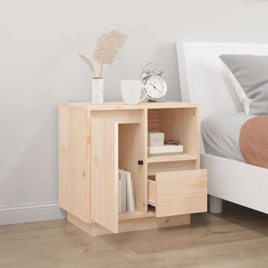 Comodino | Armadio da Notte | Mobiletto da notte 50x34x50 cm in Legno Massello di Pino
