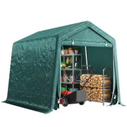 Garage Moto per Esterno 2.4x2 m, Tenda Garage per Attrezzi in Metallo e Tessuto PE, per Moto e Biciclette, Verde
