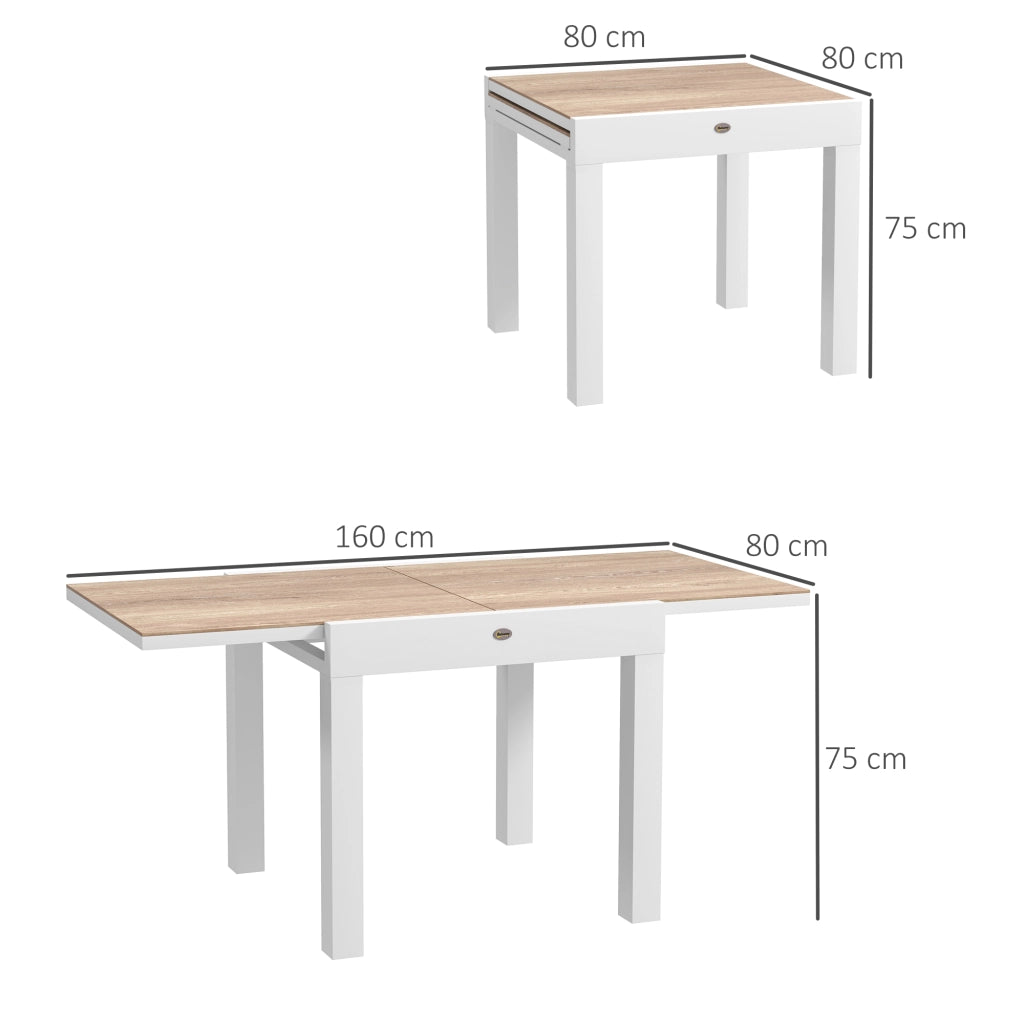 Tavolo da pranzo da giardino allungabile per 6 persone ¨C zephmum ¨C rettangolare, alluminio, 60x80x75 cm
