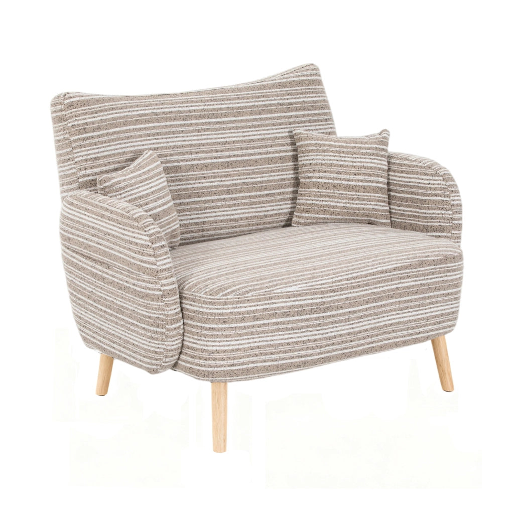 Divano 2 Posti con Tasche laterali e Braccioli imbottiti; in Tessuto bouclé Cachi 121 × 81.5 × 87 cm