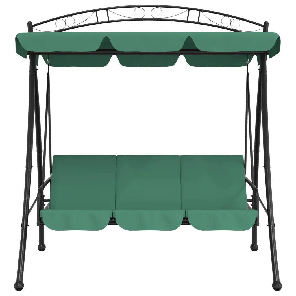 Panca a Dondolo con Baldacchino Verde 198 cm Tessuto e Acciaiocod mxl 102399
