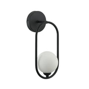 Applique Italux LUPUS nera con globo vetro bianco G9