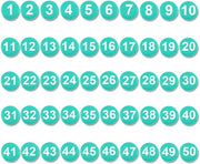 50 numeri magnetici 1-50, magneti numerici, numeri rotondi, magneti per lavagna, lavagna, casa, aula, ufficio, frigorifero (diametro 2 cm, verde)
