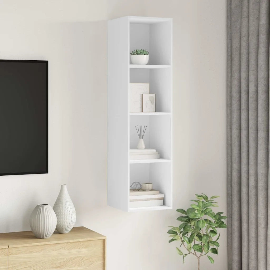 Mobile TV da Parete | Armadietto TV | Mobile Porta TV Bianco 37x37x142,5 cm in Legno Multistrato