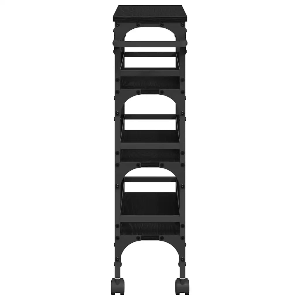 Carrello da Cucina-Scaffale per Cucina Rovere Nero 53 x 20 x 76 cm