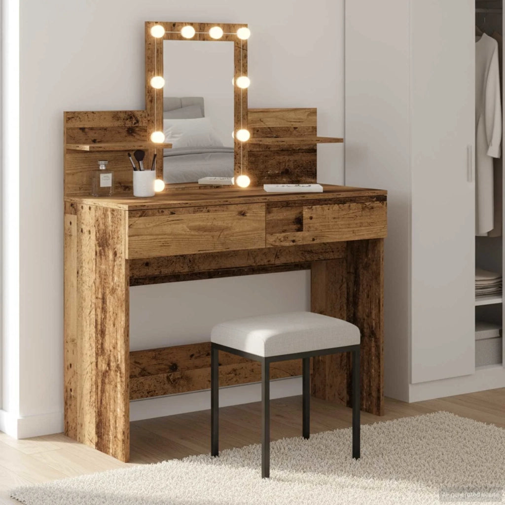Toeletta | Tavolo da Trucco con cassetto Legno vecchio 100 x 40 x 130 cm