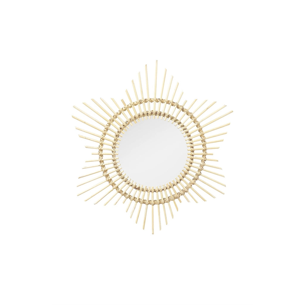Specchio da parete Aina in rattan naturale con design a sole