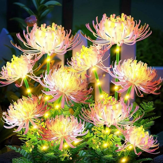 Illuminazione per giardino a forma di zinnia - Set da 4 pezzi di lampade solari IP65 impermeabili per uso all'aperto