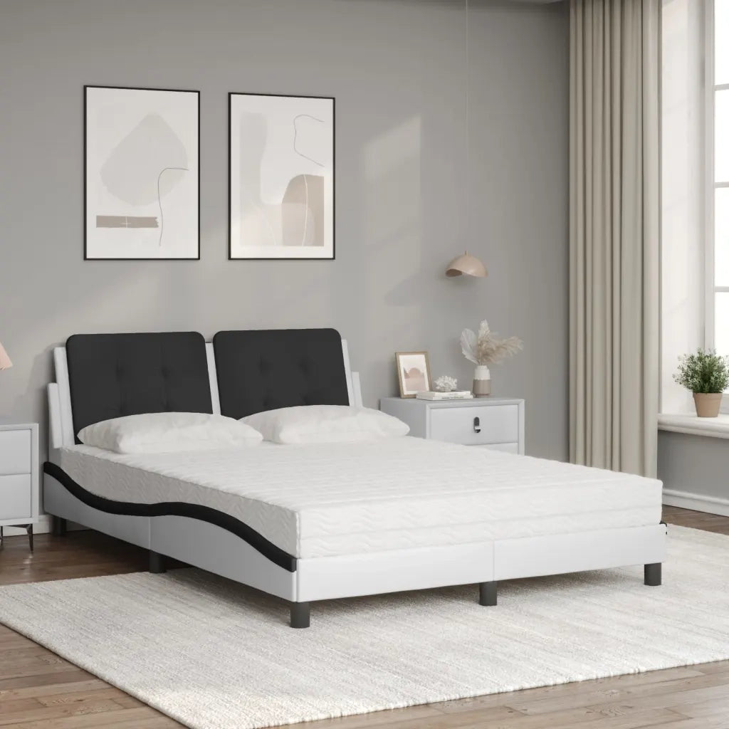 vidaXL Letto con Materasso Bianco e Nero 140x190 cm in Similpelle