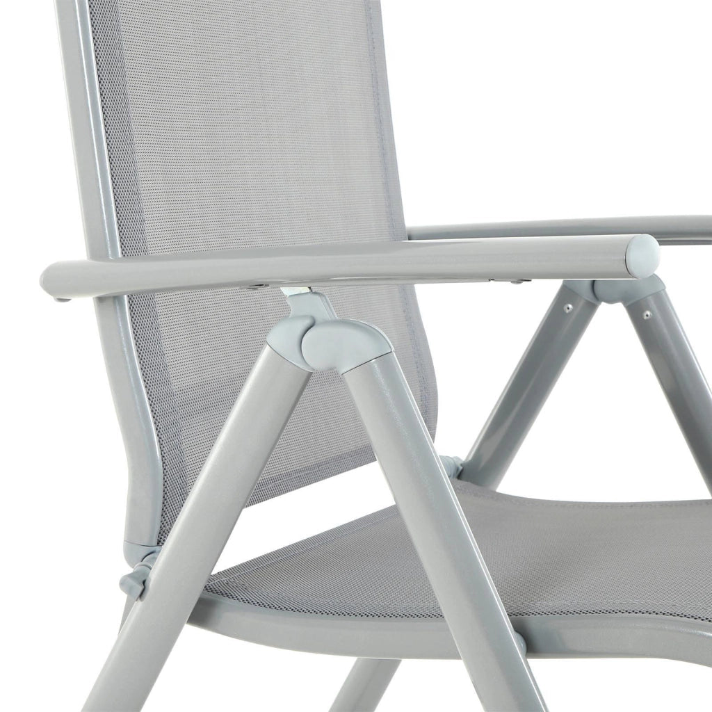 Sedia da giardino pieghevole seduta da esterno robusto telaio in alluminio schienale regolabile in 8 posizioni capacità di carico 150 kg grigio 12_0001680