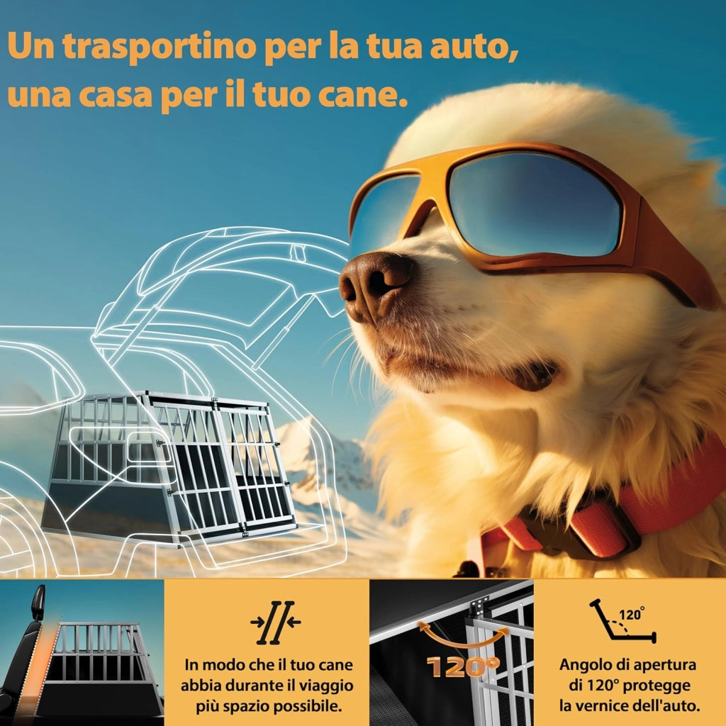 ® Trasportino Cani XXL 97x90x70cm Richiudibile Alluminio Impermeabile Box Auto Cagnolini