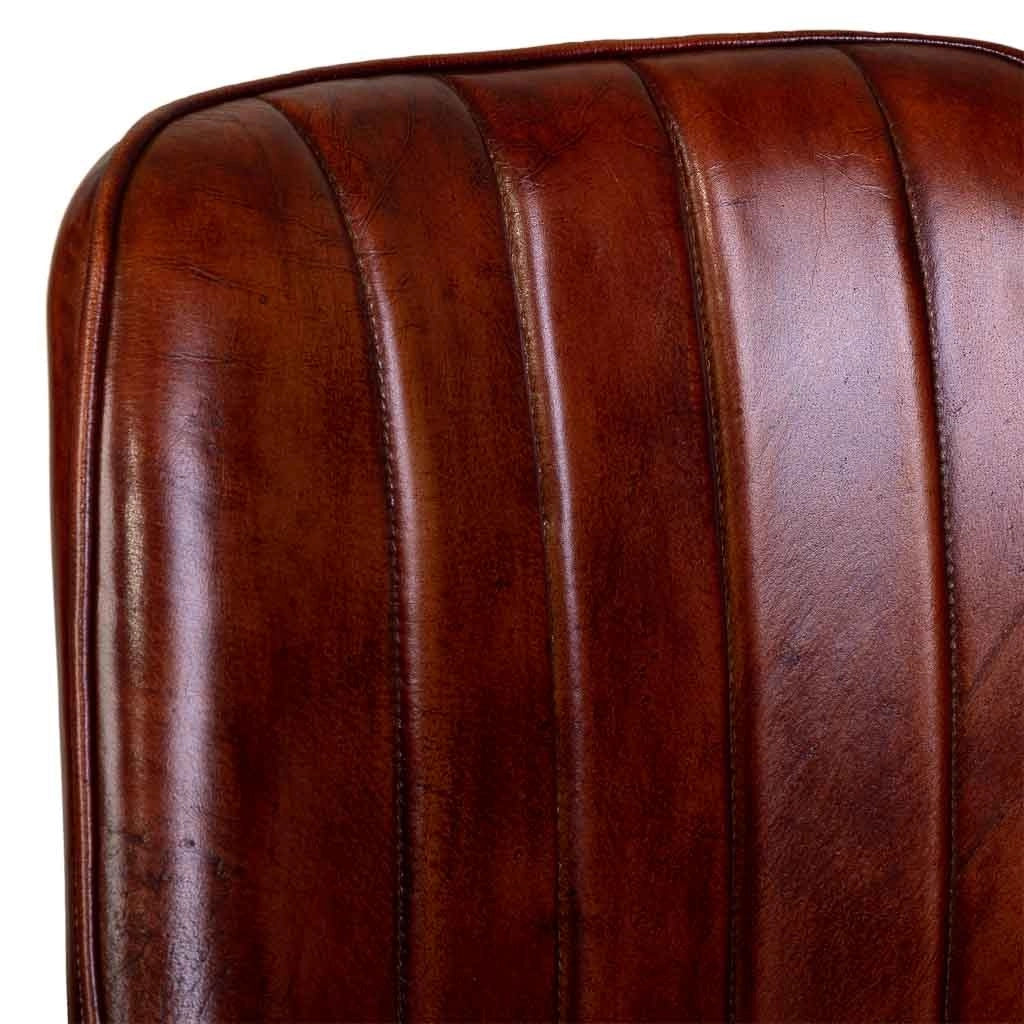 Sedia rivestita in pelle marrone 51x58x91h