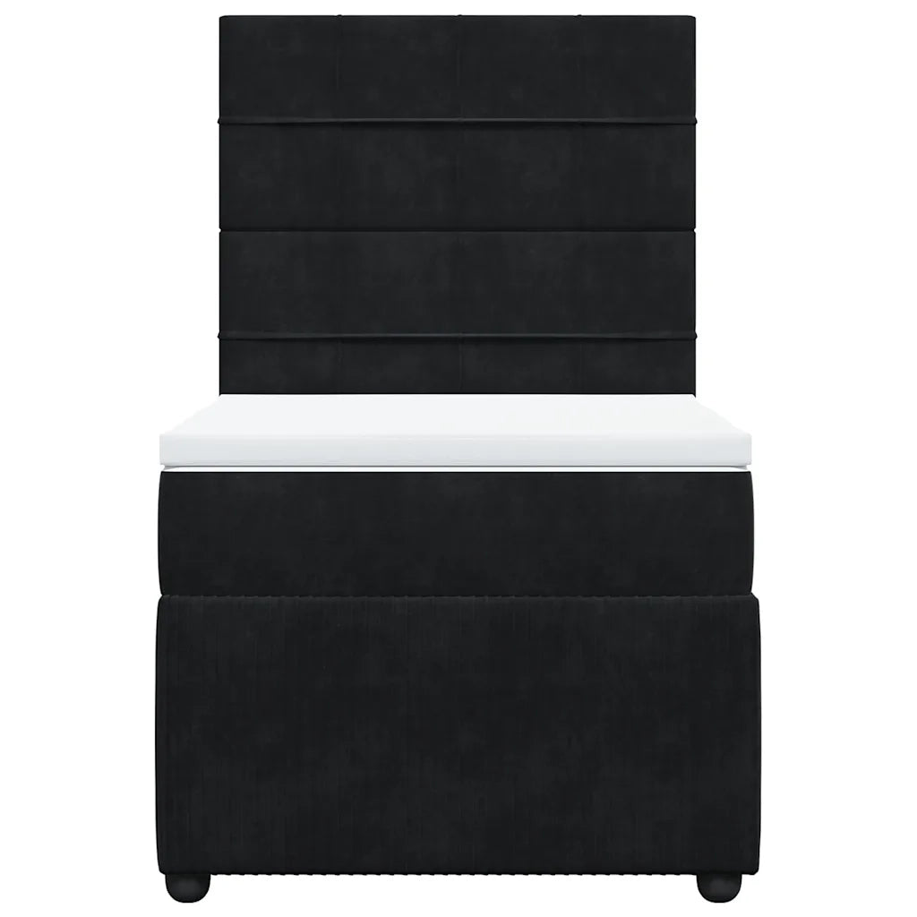 Giroletto a Molle con Materasso Nero 90x200 cm in Velluto 3292240