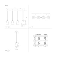 Lampadario Moderno Canterras 4 Luci Acciaio Nero