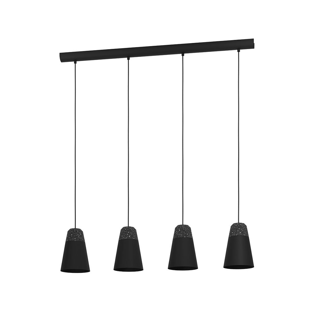 Lampadario Moderno Canterras 4 Luci Acciaio Nero