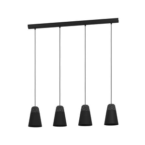 Lampadario Moderno Canterras 4 Luci Acciaio Nero