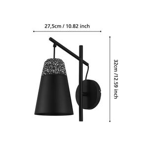 Applique Moderna Canterras 1 Luce Acciaio Nero