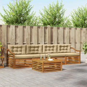 Set di divani da esterno con cuscino 5 pcs Naturale e Beige