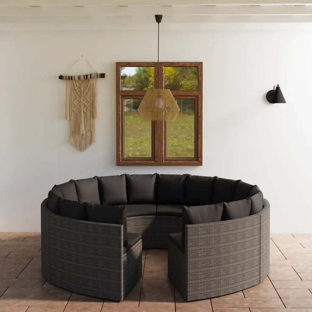 Set Divani da Giardino 8 pz con Cuscini in Polyrattan Grigio cod mxl 41285
