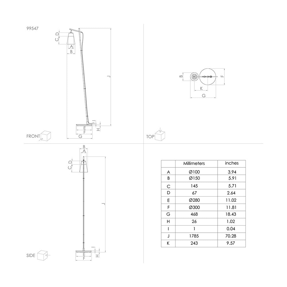 Piantana Moderna Canterras 1 Luce Acciaio Nero