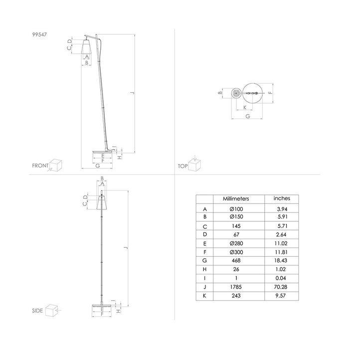 Piantana Moderna Canterras 1 Luce Acciaio Nero