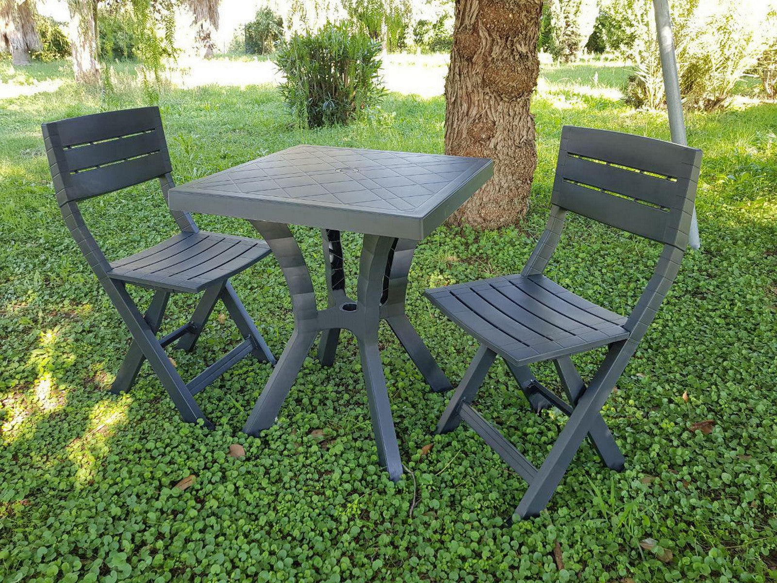 set duetto resinatavolo + 2 sedie antracite cod:ferx.99547
