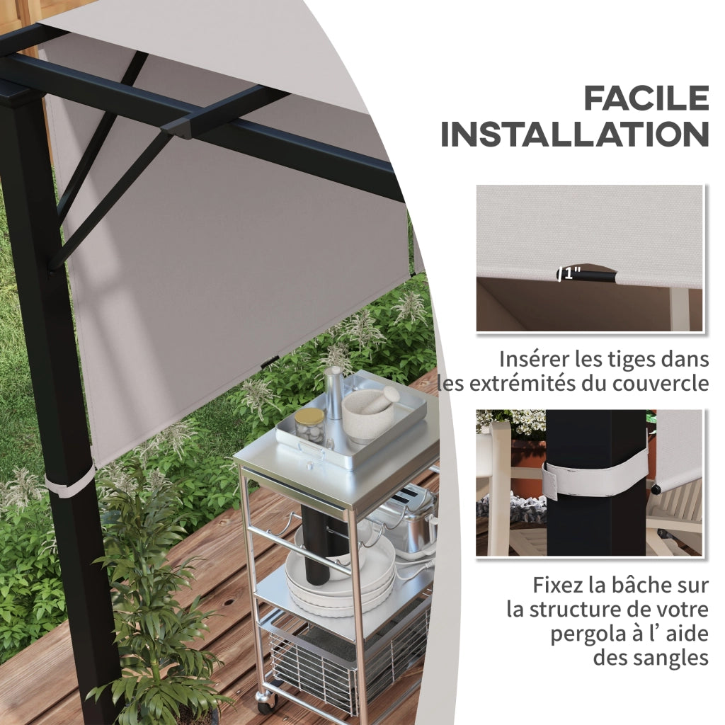Telo di ricambio pergola retrattile 4.9x1.2 m ¨C zephmum ¨C kaki chiaro, poliestero, UV