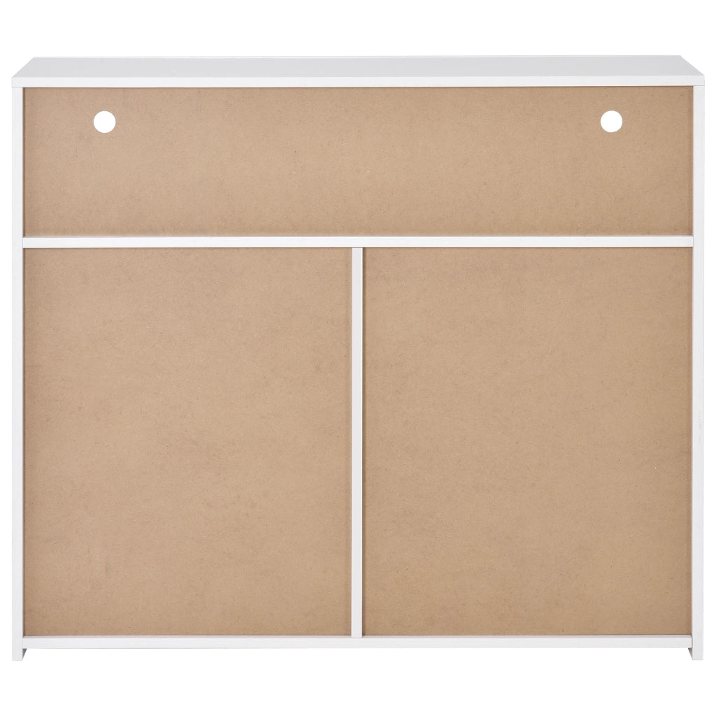 Credenza Sideboard Bianca con LED ¨C Xylo ¨C Legno Lucido, Mobile Soggiorno con Cassetti